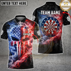 Maxcorners Darts American Flag Smoke Fire Dartboard Personalized Name, Team Name 3D Shirt