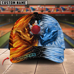 Maxcorners Bowling Fire And Ice Multicolor Personalized Name 3D Cap