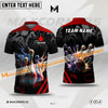 Maxcorners Bowling Ball & Pins Thunder Strike Multicolor Option Customized Name 3D Polo Shirt