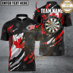 Maxcorners Darts Canada Flame Flag Personalized Name 3D Unisex Shirt