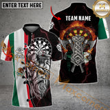 Maxcorners Viking Mexico Flag Darts Jersey Customized Name, Team Name 3D Polo Shirt