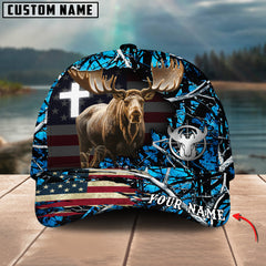 Maxcorners Cross America Hunting Moose Crack Camo Pattern Multicolor Option Personalized Cap
