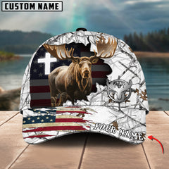 Maxcorners Cross America Hunting Moose Crack Camo Pattern Multicolor Option Personalized Cap