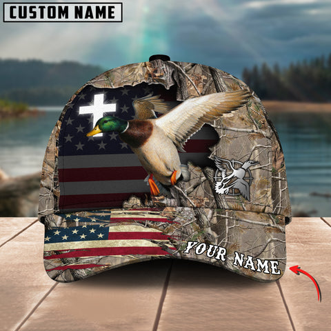 Maxcorners Cross America Hunting Duck Crack Camo Pattern Multicolor Option Personalized Cap