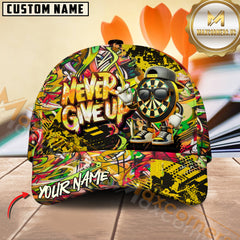 Maxcorners Graffiti Darts Funny Never Give Up Dartboard Multicolor Option Personalized Name 3D Cap