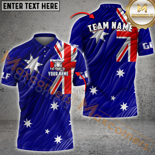 Maxcorners Golf Astralian Flag  Customized Name, Team Name 3D Unisex Shirt