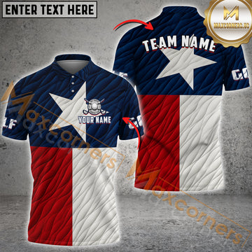 Maxcorners Golf Texas Flag  Customized Name, Team Name 3D Unisex Shirt