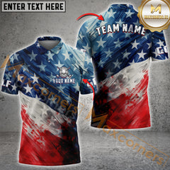 Maxcorners Golf American Flag  Customized Name, Team Name 3D Unisex Shirt