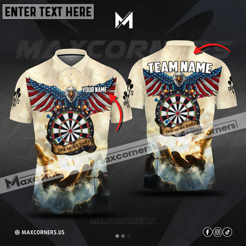 Maxcorners Darts Hand Of God Eagle US Flag Multicolor Option Customized Name, Team Name 3D Polo Shirt