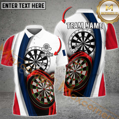 Maxcorners Darts Shirt French Flag Dartboard Style Personalized Name, Team Name 3D Shirt