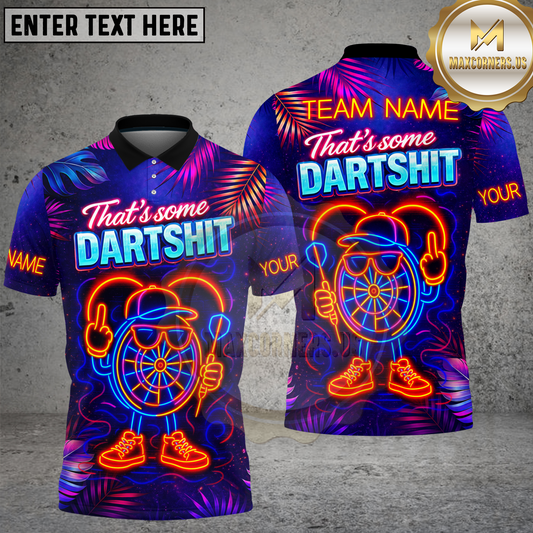 Maxcorners Darts Neon Tropical Dartboard Character Design Personalized Name 3D Unisex Shirt