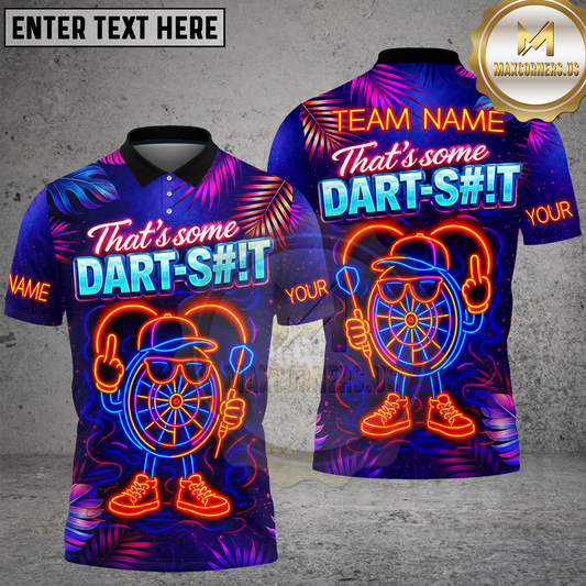 Maxcorners Darts Neon Bull’s-Eye Attitude Personalized Name 3D Unisex Shirt