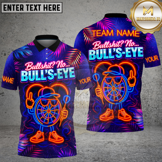 Maxcorners Darts Neon Tropical Bullseye Personalized Name 3D Unisex Shirt
