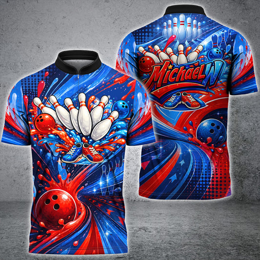 Maxcorners Bowling Lightning Style Multicolor Options Personalized Name, Team Name 3D Shirt For Donald (4 Colors)