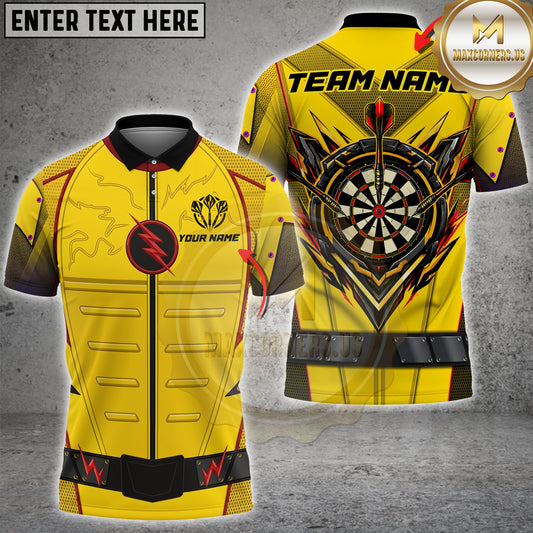 Maxcorners Darts Yellow Lightning Dartboard Design Personalized Name 3D Unisex Shirt