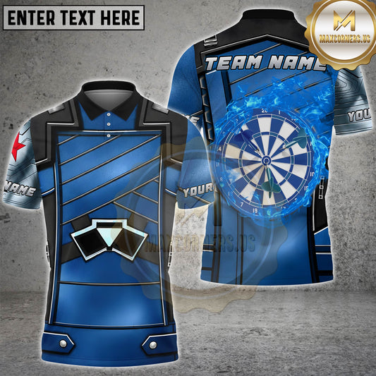 Maxcorners Darts Blue Armor Dartboard Personalized Name 3D Unisex Shirt