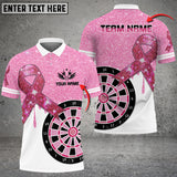 MaxCorners Darts Breast Cancer Awareness Customized Name 3D Polo Shirt For Men