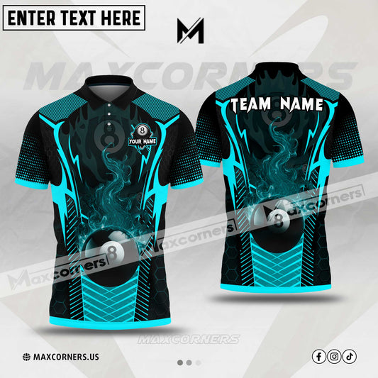 Maxcorners Billiards Ball 8 Flame Hexagon Pattern Sport Jersey Multicolor Options Personalized Name, Team Name 3D Shirt (4 Colors)
