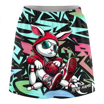 Maxcorners Bowling Graffiti Rabbit Personalized 3D Skirts With Shorts