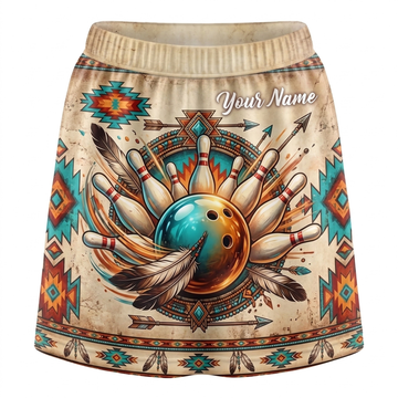 Maxcorners Bowling Native American Ball Personalized 3D Skirts With Shorts