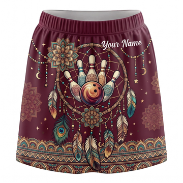 Maxcorners Bowling Bohemian Dreamcatcher Ball And Pins Personalized 3D Skirts With Shorts