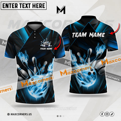 Maxcorners Fireball Fury Bowling Jersey Multicolor Option Customized Name, Team Name 3D Polo Shirt