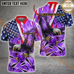 Maxcorners Bowling Flame Eagle US Flag Multicolor Option Customized Name, Team Name 3D Shirt
