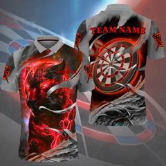 Maxcorners Darts Panther Fire Flame Personalized Name, Team Name 3D Polo Shirt (6 colors)