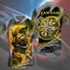 Maxcorners Darts Panther Fire Flame Personalized Name, Team Name 3D Polo Shirt (6 colors)