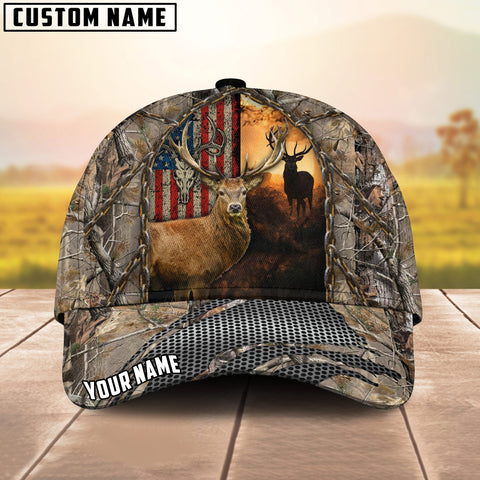 Maxcorners Woodland Majesty Hunting Deer Grass Camo Pattern Multicolor Option Personalized Cap