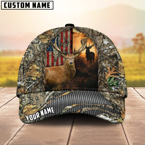 Maxcorners Woodland Majesty Hunting Deer Grass Camo Pattern Multicolor Option Personalized Cap