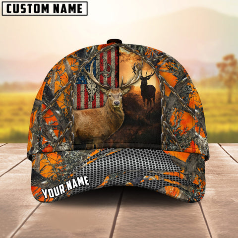 Maxcorners Woodland Majesty Hunting Deer Grass Camo Pattern Multicolor Option Personalized Cap