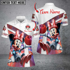 Maxcorners Bowling And Pins MN Multicolor Personalized Name, Team Name All Over Printed 3D Polo Shirt