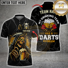 Maxcorners Darts Grim Reaper Beer Personalized Name, Team Name 3D Shirts