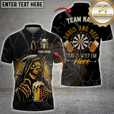 Maxcorners Darts Grim Reaper Beer Personalized Name, Team Name 3D Shirts