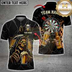 Maxcorners Darts Grim Reaper Beer Personalized Name, Team Name 3D Shirts