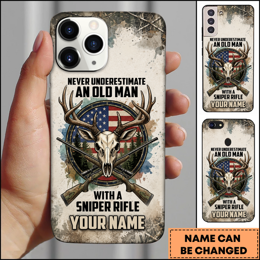 Maxcorners Hunting Sniper Rifle Deer Hunter Camo Personalized Name 3D Phone Case