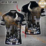 Maxcorners Wolf Viking Bowling Jersey Multicolor Option Customized Name, Team Name 3D Polo Shirt