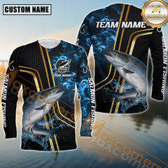 Maxcorners Salmon Fishing Fierce Deep Sea Hunter Personalized Name, Team Name 3D Long Sleeve Shirt