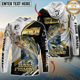 Maxcorners Bass Fishing Hook Graphic & Jumping Fish Art  Personalized Name, Team Name 3D Long Sleeve Shirt