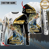 Maxcorners Fishing Hook Graphic & Jumping Fish Art Personalized Name, Team Name 3D Long Sleeve Shirt