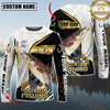 Maxcorners Fishing Hook Graphic & Jumping Fish Art Personalized Name, Team Name 3D Long Sleeve Shirt