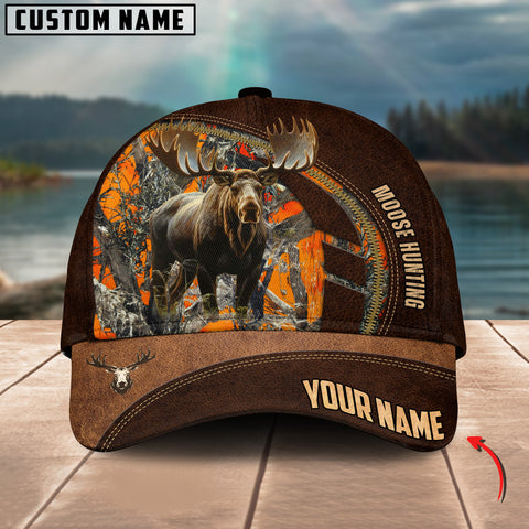 Maxcorners Moose Hunting Zipper Mutilcolor Options Personalized Name 3D Cap