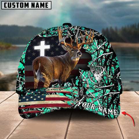 Maxcorners Cross America Hunting Deer Crack Camo Pattern Multicolor Option Personalized Cap