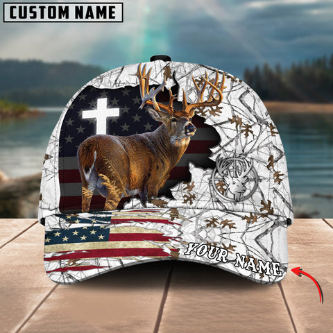 Maxcorners Cross America Hunting Deer Crack Camo Pattern Multicolor Option Personalized Cap