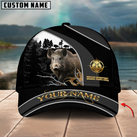 Maxcorners Boar Hunting Forest Classic Personalized Name 3D Cap