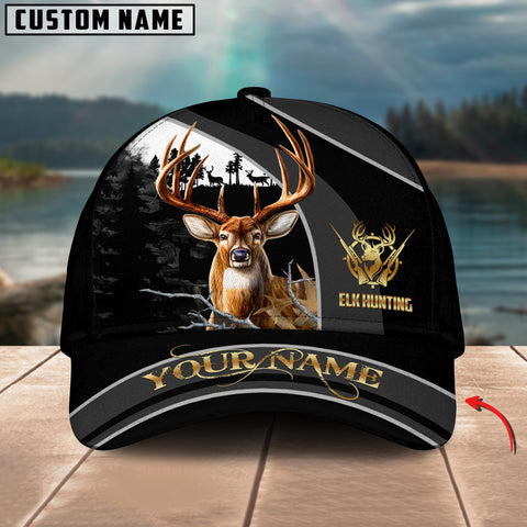 Maxcorners Elk Hunting Forest Classic Personalized Name 3D Cap