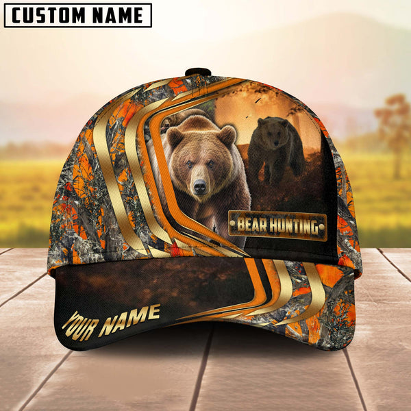 Maxcorners Bear Hunting Forest Premium Personalized Name 3D Cap