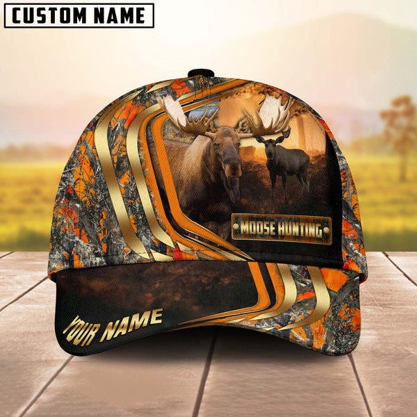 Maxcorners Moose Hunting Forest Premium Personalized Name 3D Cap