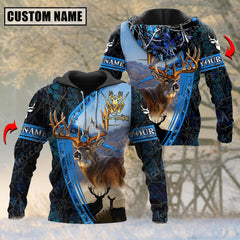 Maxcorners Majestic Deer Hunting Leather Pattern Custom Name Shirt 3D All Over Printed Clothes (4 Colors)